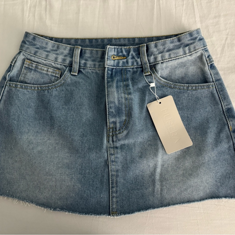 Muse Blue Skater Mini Skirt Casual